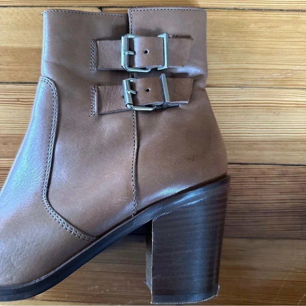 J. Crew Dean Leather Ankle Boots in Kraft Brown